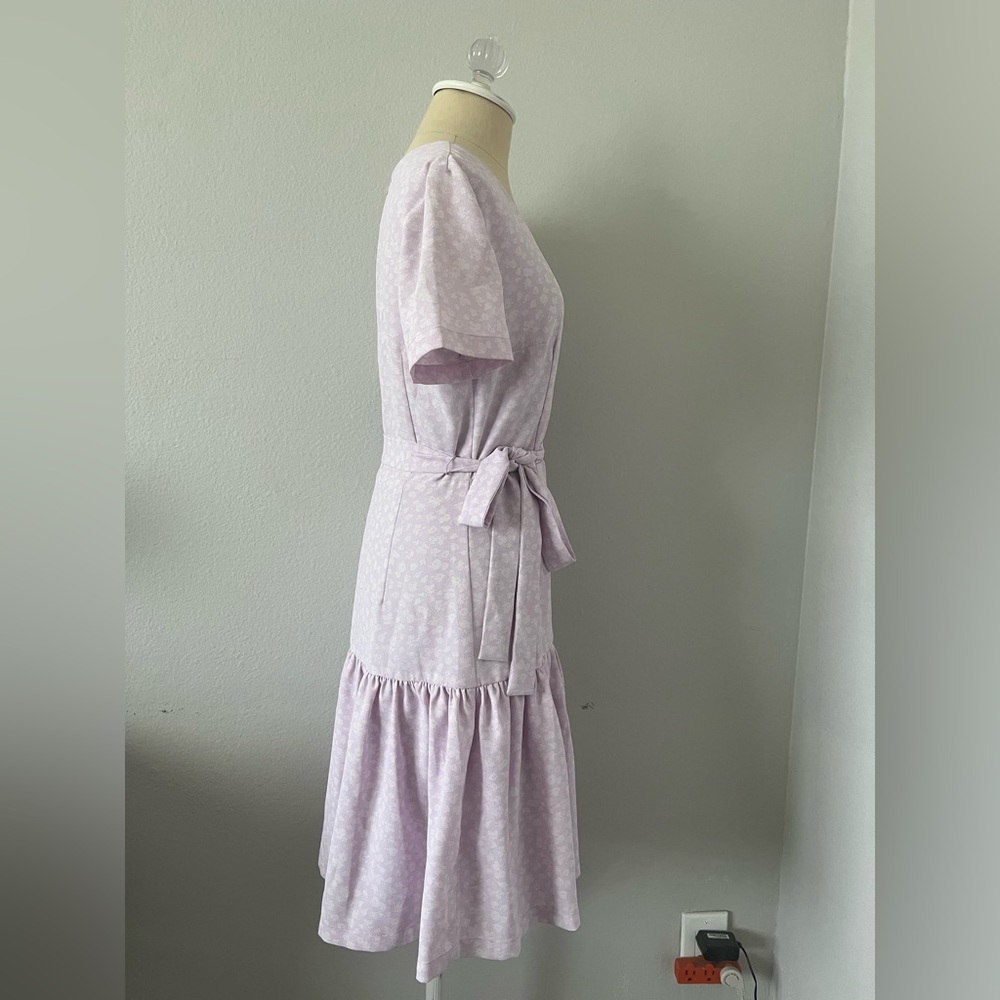 French Connection Mono Armoise Lavender Floral Wrap Mini Dress - Picture 9 of 13